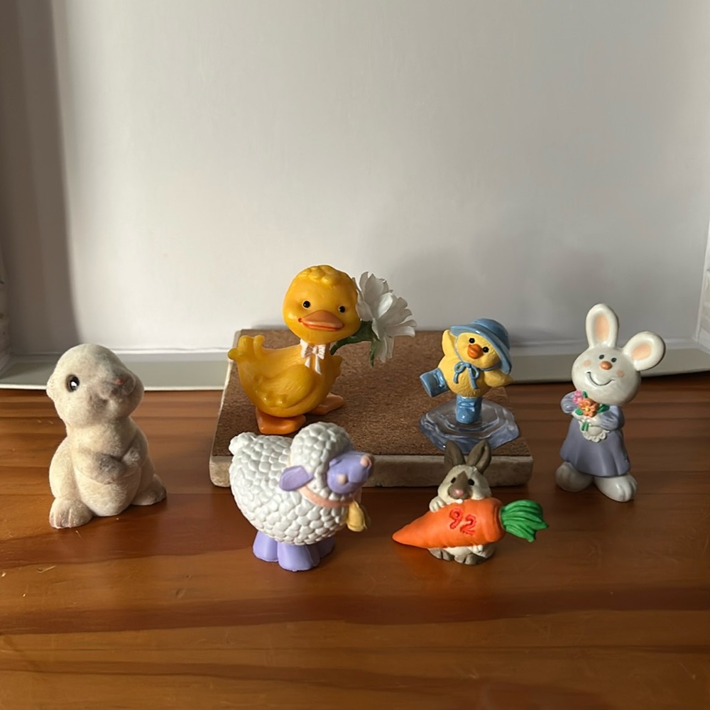 Set of assorted decorative spring figurines